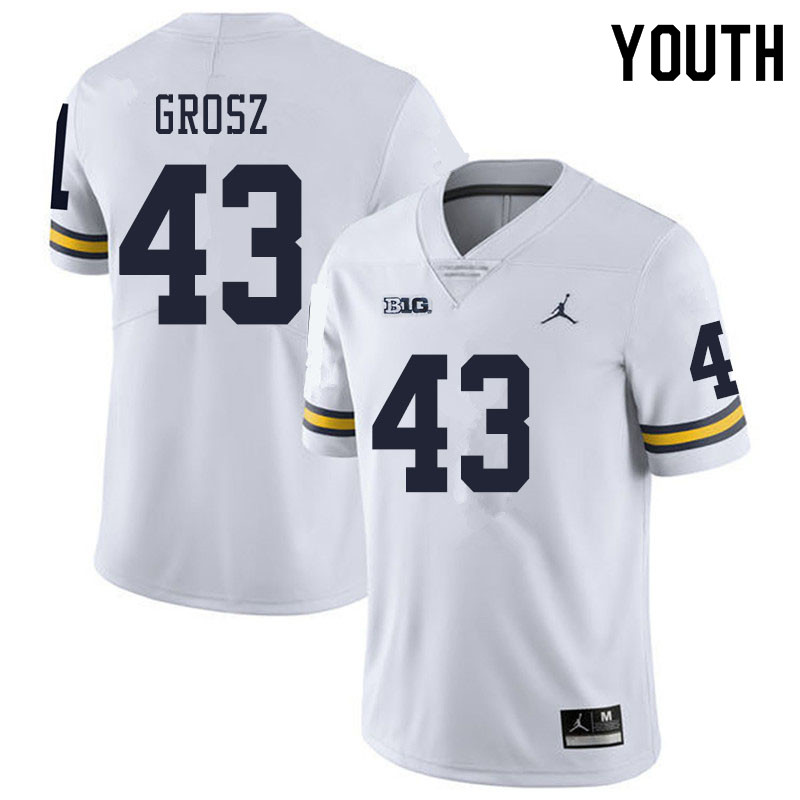 Youth #43 Tyler Grosz Michigan Wolverines College Football Jerseys Sale-White